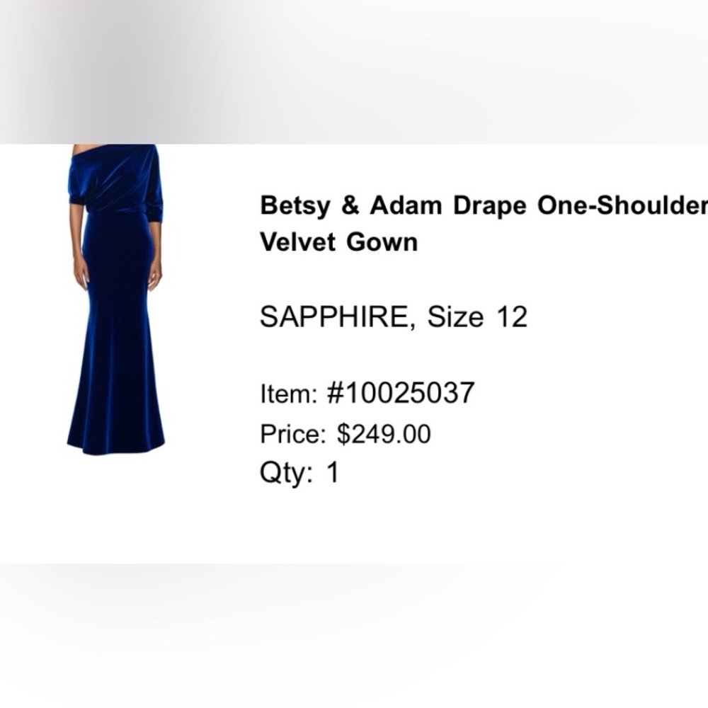 Betsy & Adam Sapphire Velvet Gown
